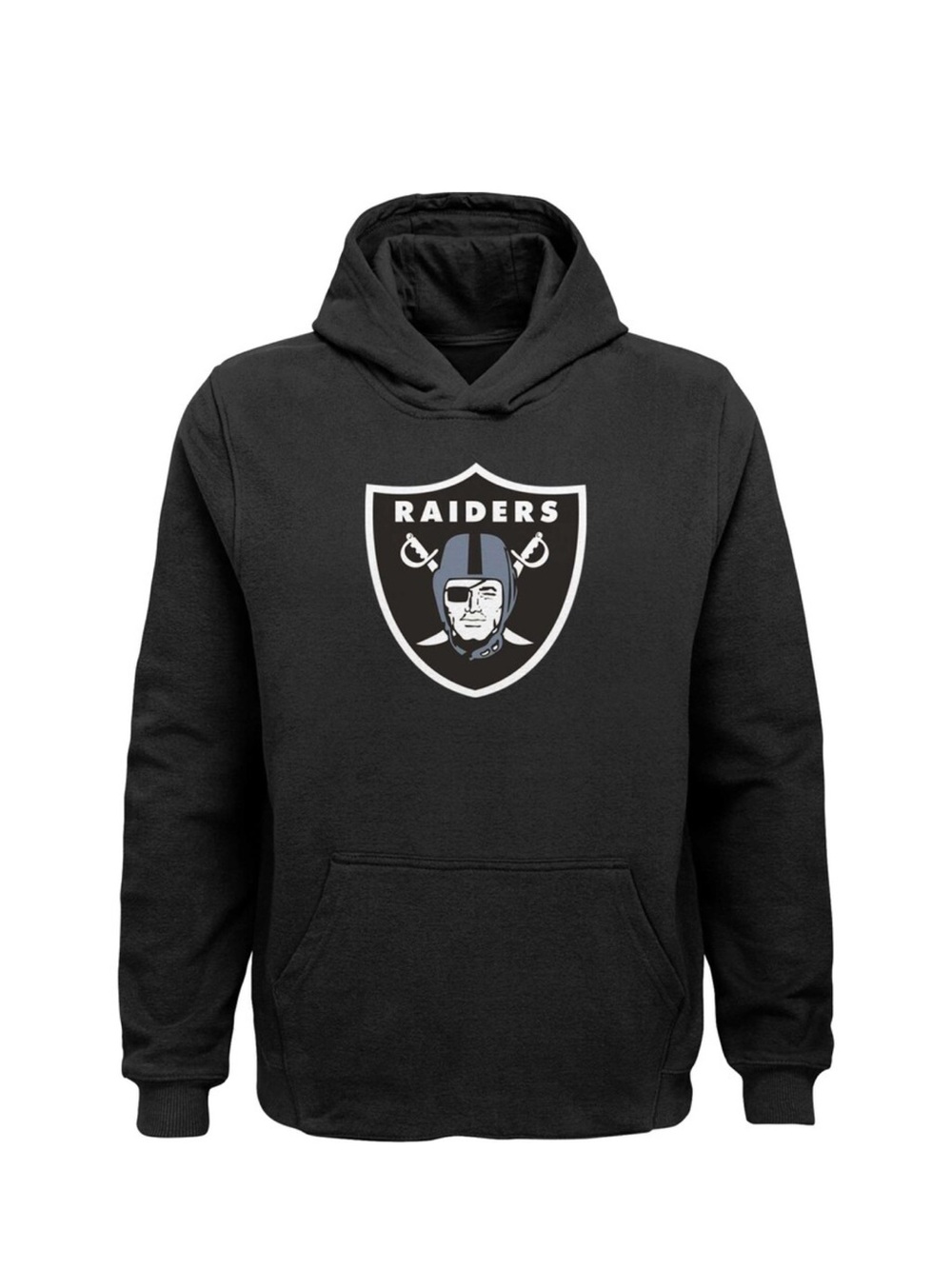 NFL Youth Raiders Black Pullover Hoodie with White Shield Logo